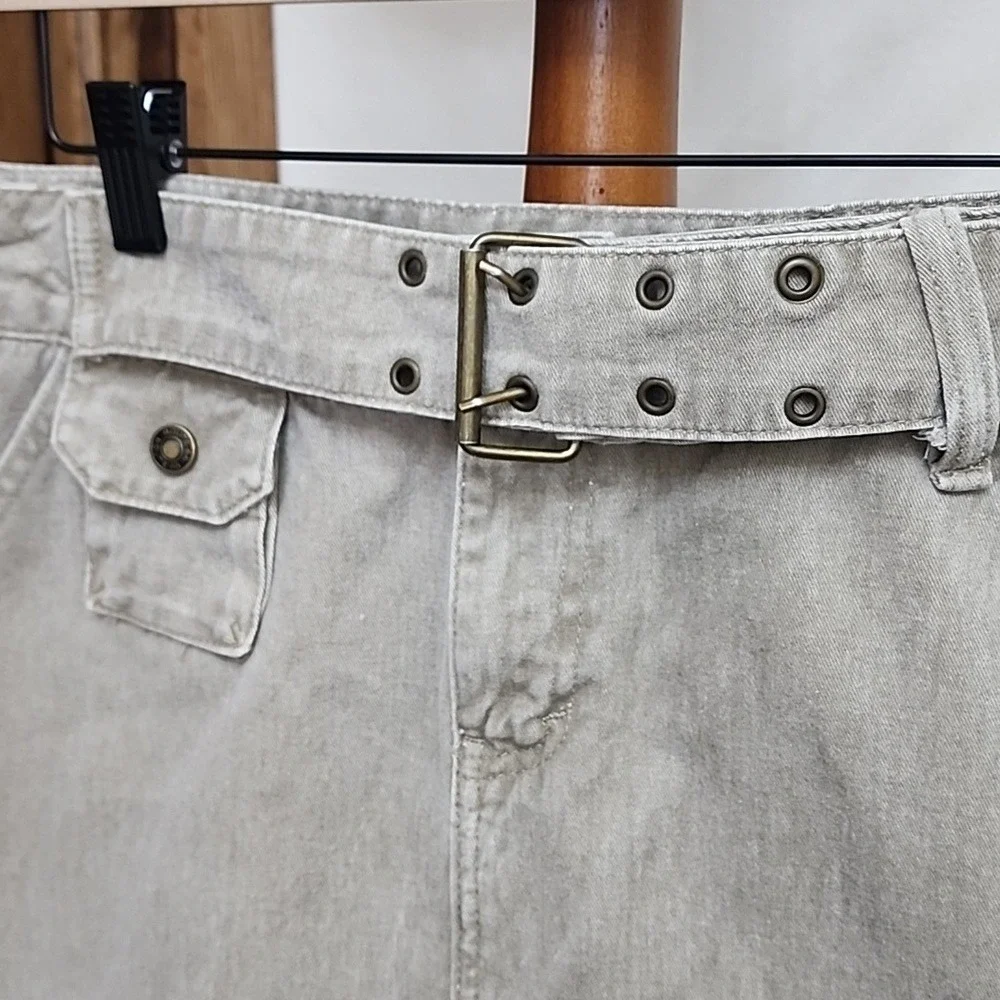 Y2K 100% cotton Route 66‎ skirt size 8 belt buckle Midi knee length